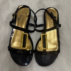 Lauren Ralph Lauren Black and Gold Sandals